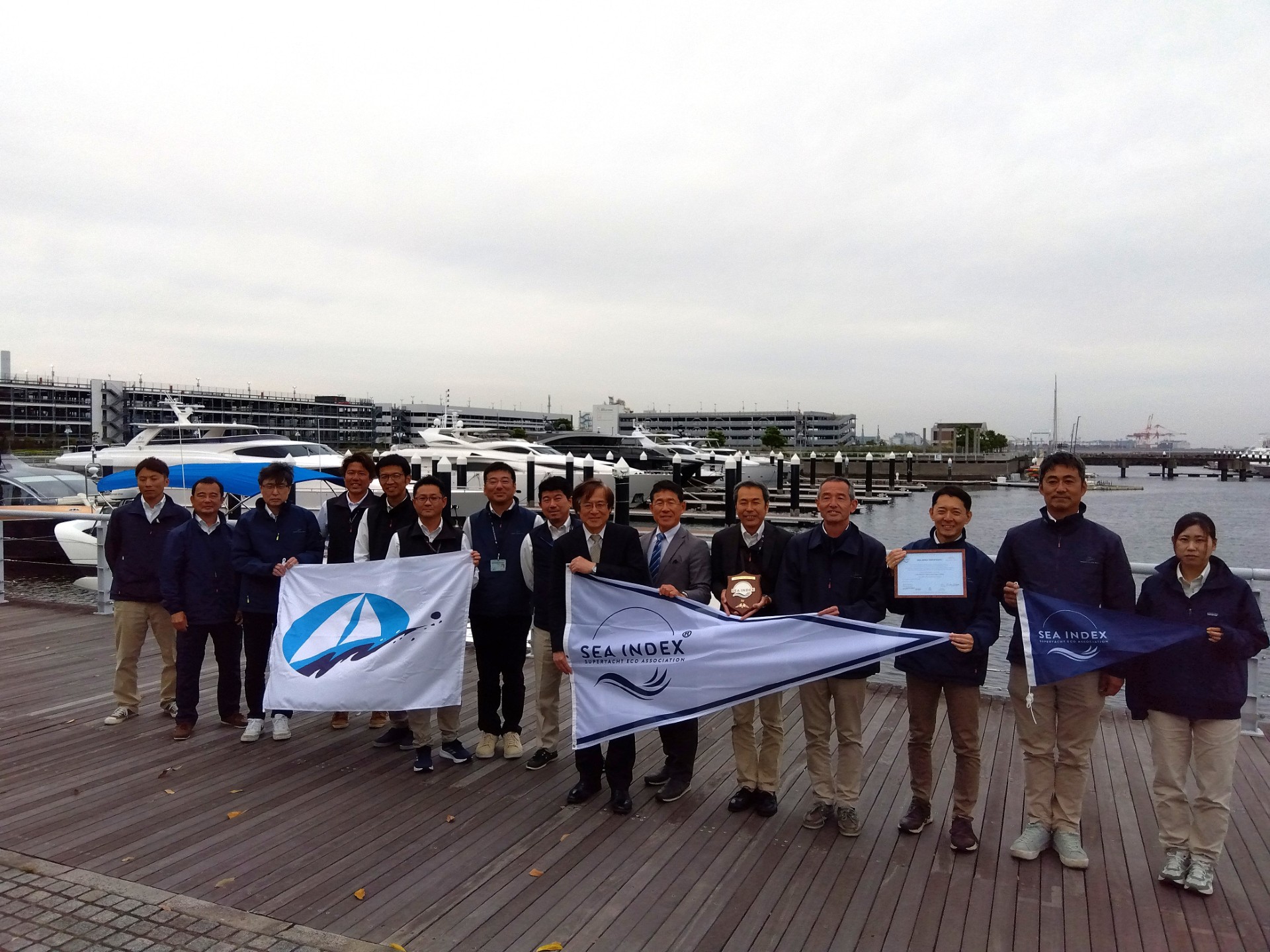 Photo Credits ©Japan Marina & Beach Association - The SEA Index® flag flying at Yokohama Bayside Marina in Japan.