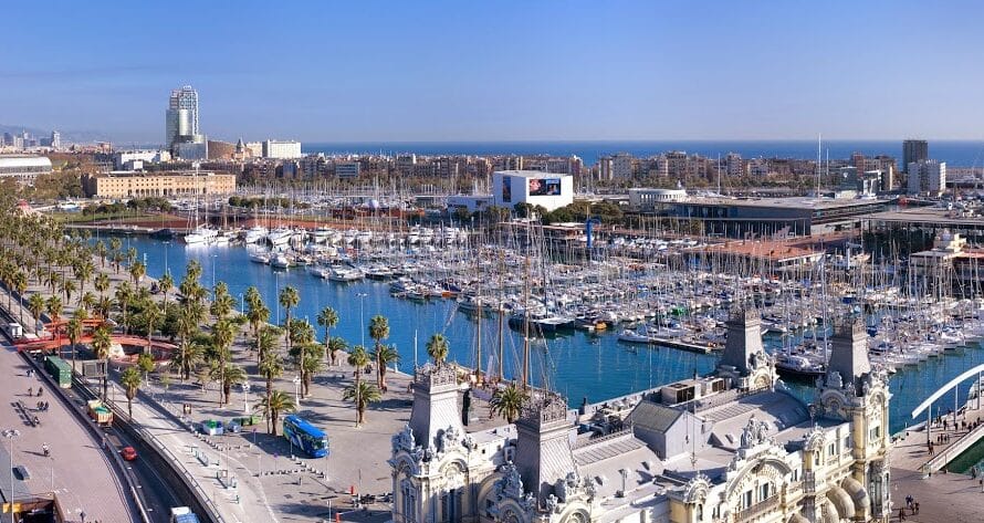 Aerial View Port Vell Barcelona